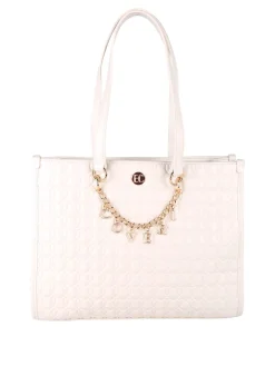 Enrico Coveri Contemporary Borsa donna trapuntata con ciondoli - panna