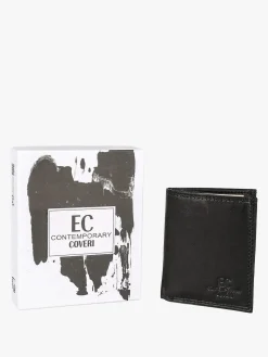 Enrico Coveri Contemporary Mini portafoglio verticale in pelle da uomo - nero