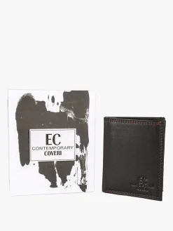 Enrico Coveri Contemporary Mini portafoglio verticale in pelle da uomo - moro