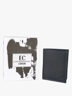 Enrico Coveri Contemporary Mini portafoglio verticale in pelle da uomo - blu scuro