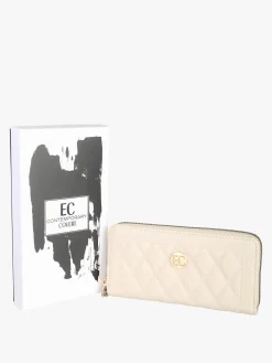 Enrico Coveri Contemporary Portafoglio trapuntato da donna con logo - naturale