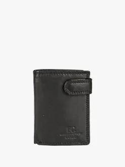 Enrico Coveri Contemporary Portafoglio verticale in pelle da uomo con bottone - nero