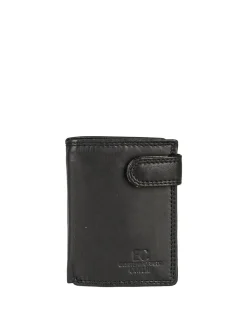 Enrico Coveri Contemporary Portafoglio verticale in pelle da uomo con bottone - nero