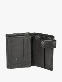 Enrico Coveri Contemporary Portafoglio verticale in pelle da uomo con bottone - nero