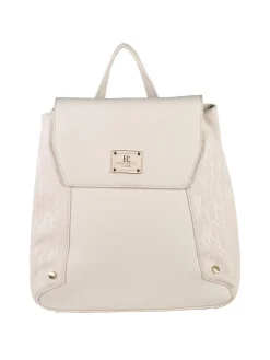 Enrico Coveri Contemporary Zaino donna in ecopelle con patta - panna