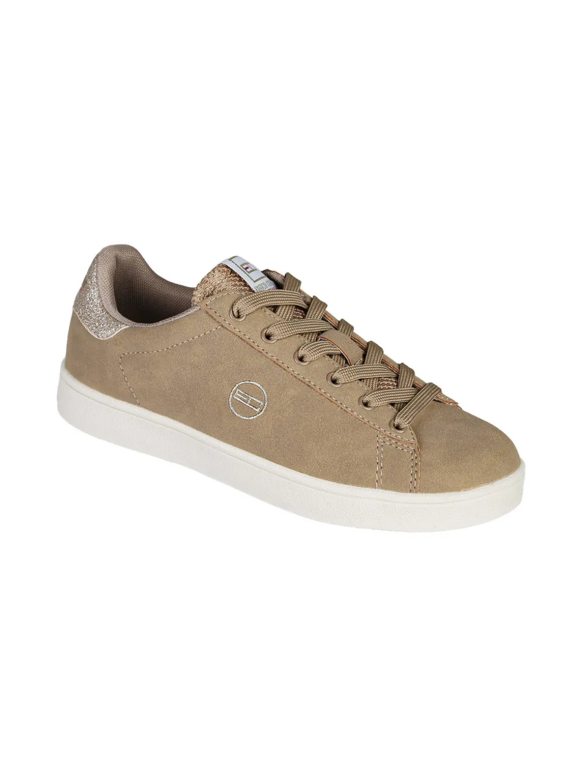 Enrico Coveri Sportswear Sneakers donna effetto nabuk con dettagli glitter - taupe