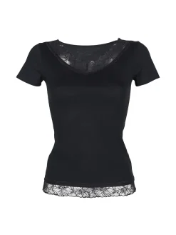 Essenza ART.3559 T-shirt intima da donna in cotone bielastico con pizzo