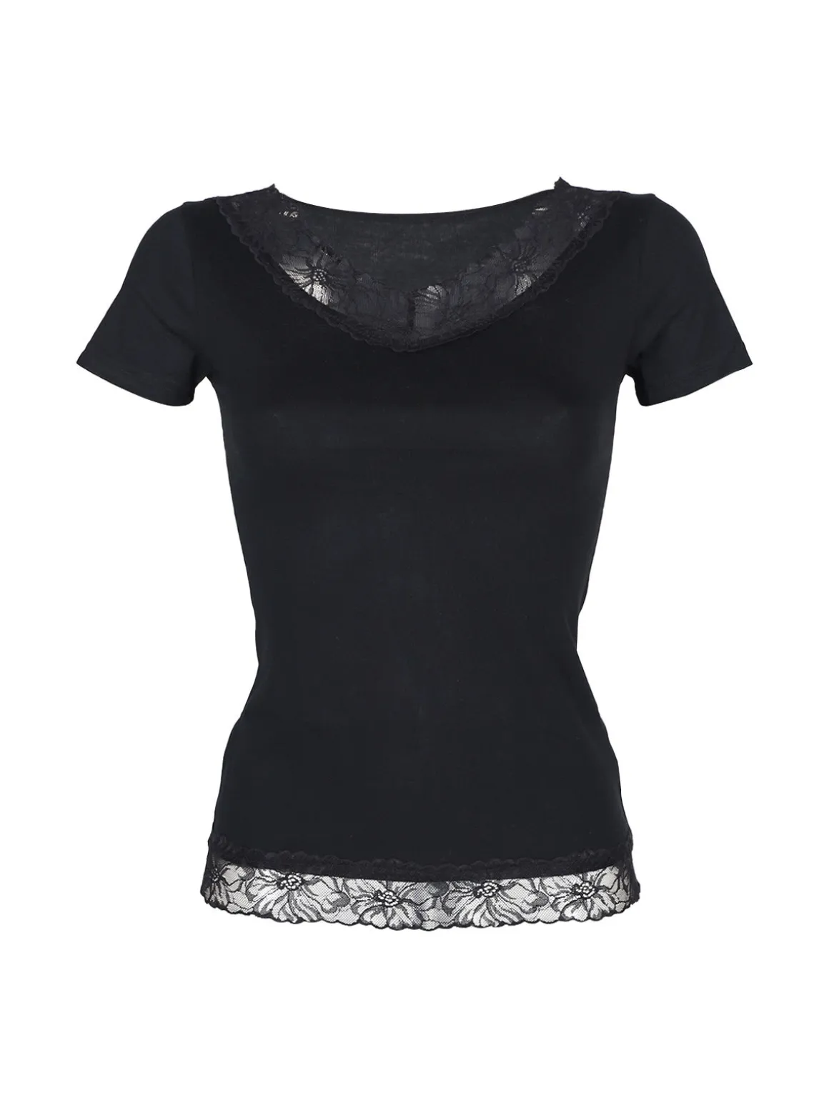 Essenza ART.3559 T-shirt intima da donna in cotone bielastico con pizzo