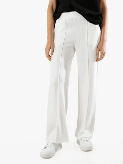 Essenziale Milano Pantaloni donna a palazzo in felpa con cucitura in rilievo - bianco