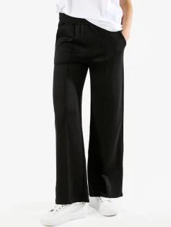 Essenziale Milano Pantaloni donna a palazzo in felpa con cucitura in rilievo - nero