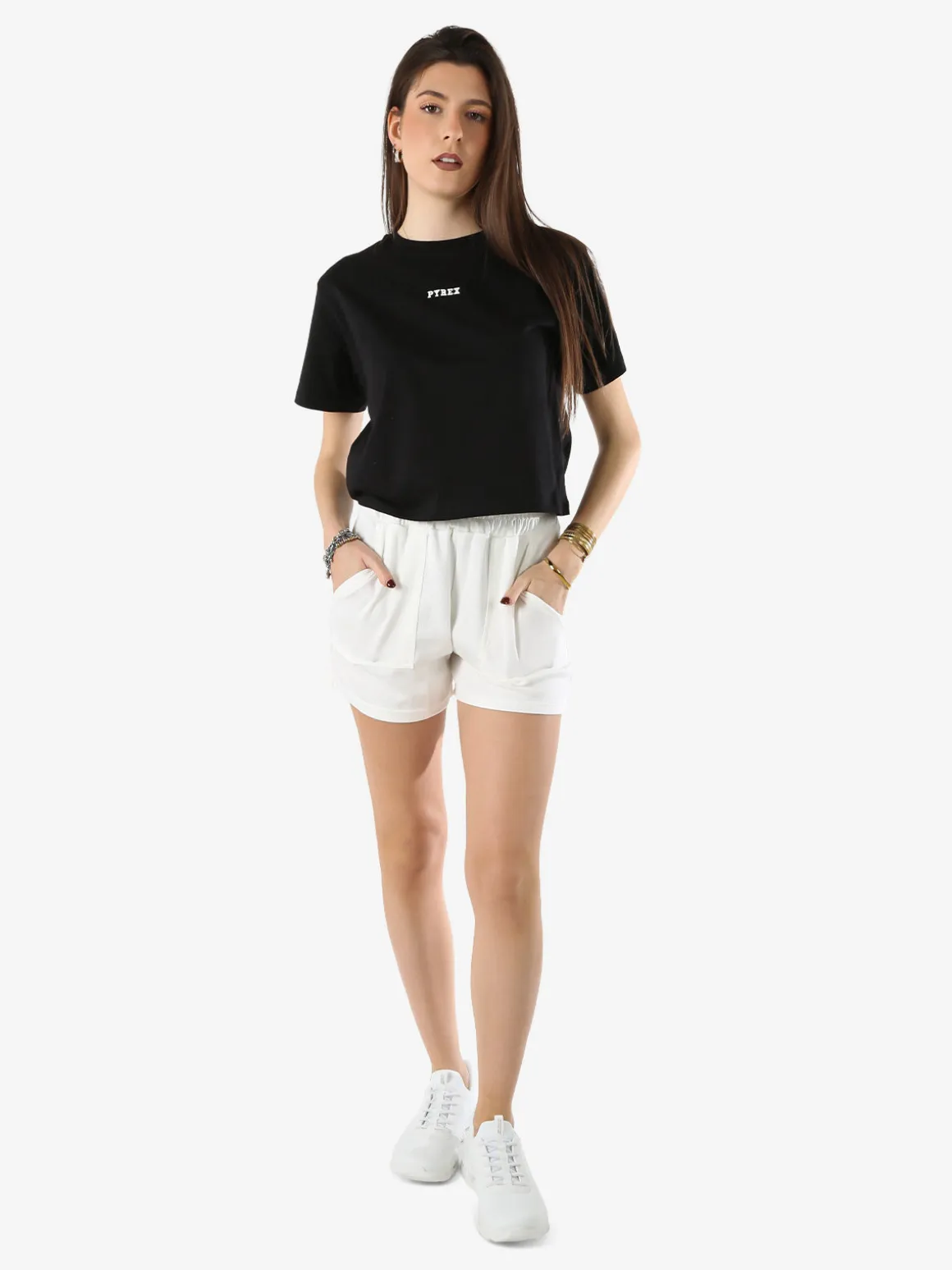 Essenziale Milano Shorts donna con elastico in vita - bianco