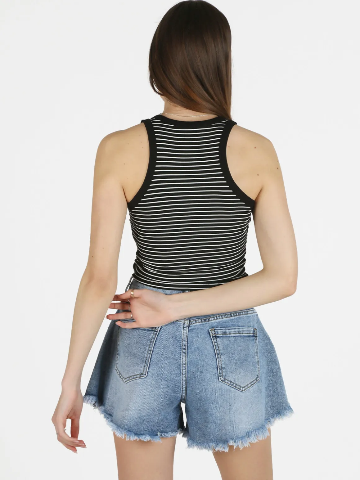 Essenziale Milano Top cropped donna a righe