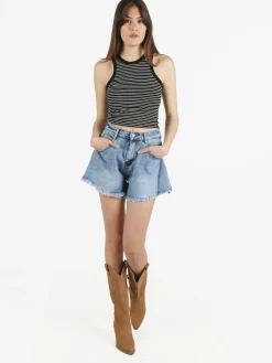 Essenziale Milano Top cropped donna a righe