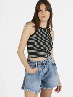 Essenziale Milano Top cropped donna a righe