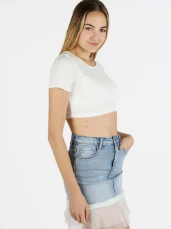 Essenziale Milano T-shirt cropped donna a costine