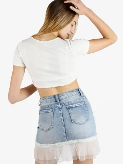 Essenziale Milano T-shirt cropped donna a costine