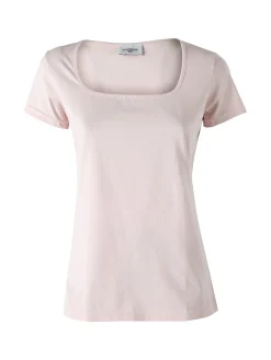 Essenziale Milano T-shirt da donna in cotone con scollo quadrato - rosa