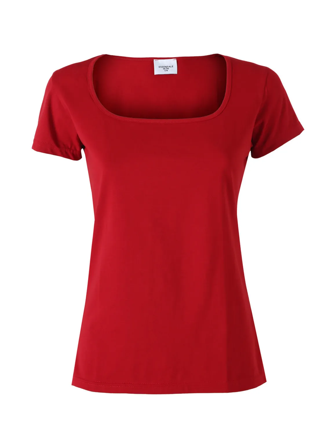 Essenziale Milano T-shirt da donna in cotone con scollo quadrato - bordeaux