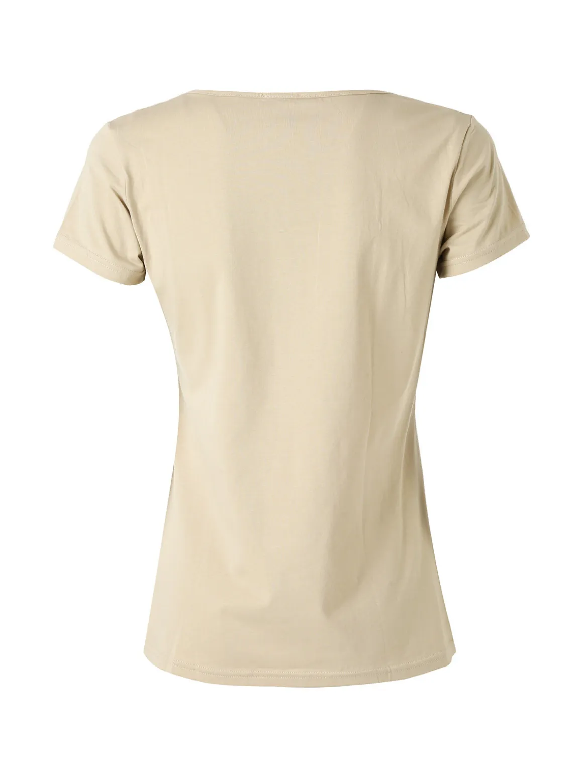 Essenziale Milano T-shirt da donna in cotone con scollo quadrato - naturale