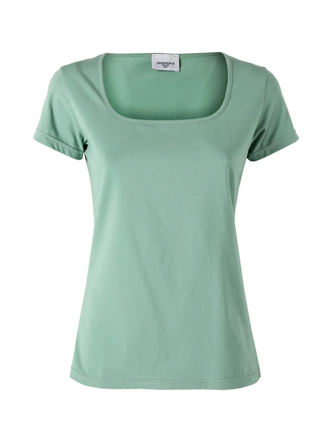 Essenziale Milano T-shirt da donna in cotone con scollo quadrato - verde chiaro