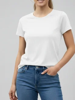 Essenziale Milano T-shirt girocollo da donna in cotone - bianco