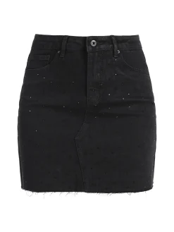 Farfallina Gonna donna in jeans con borchie - nero
