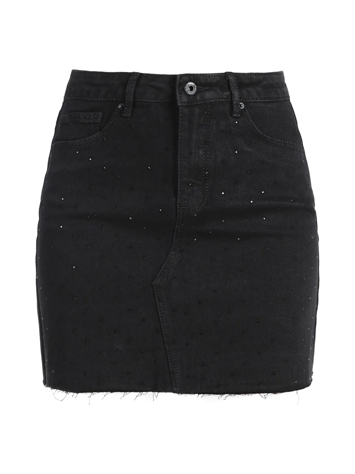 Farfallina Gonna donna in jeans con borchie - nero