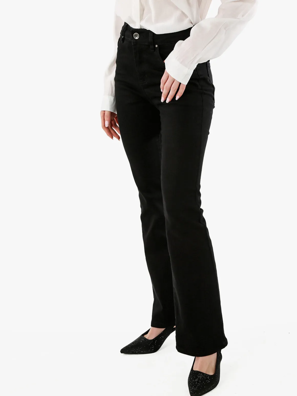 Farfallina Pantaloni donna jeans a zampa - nero