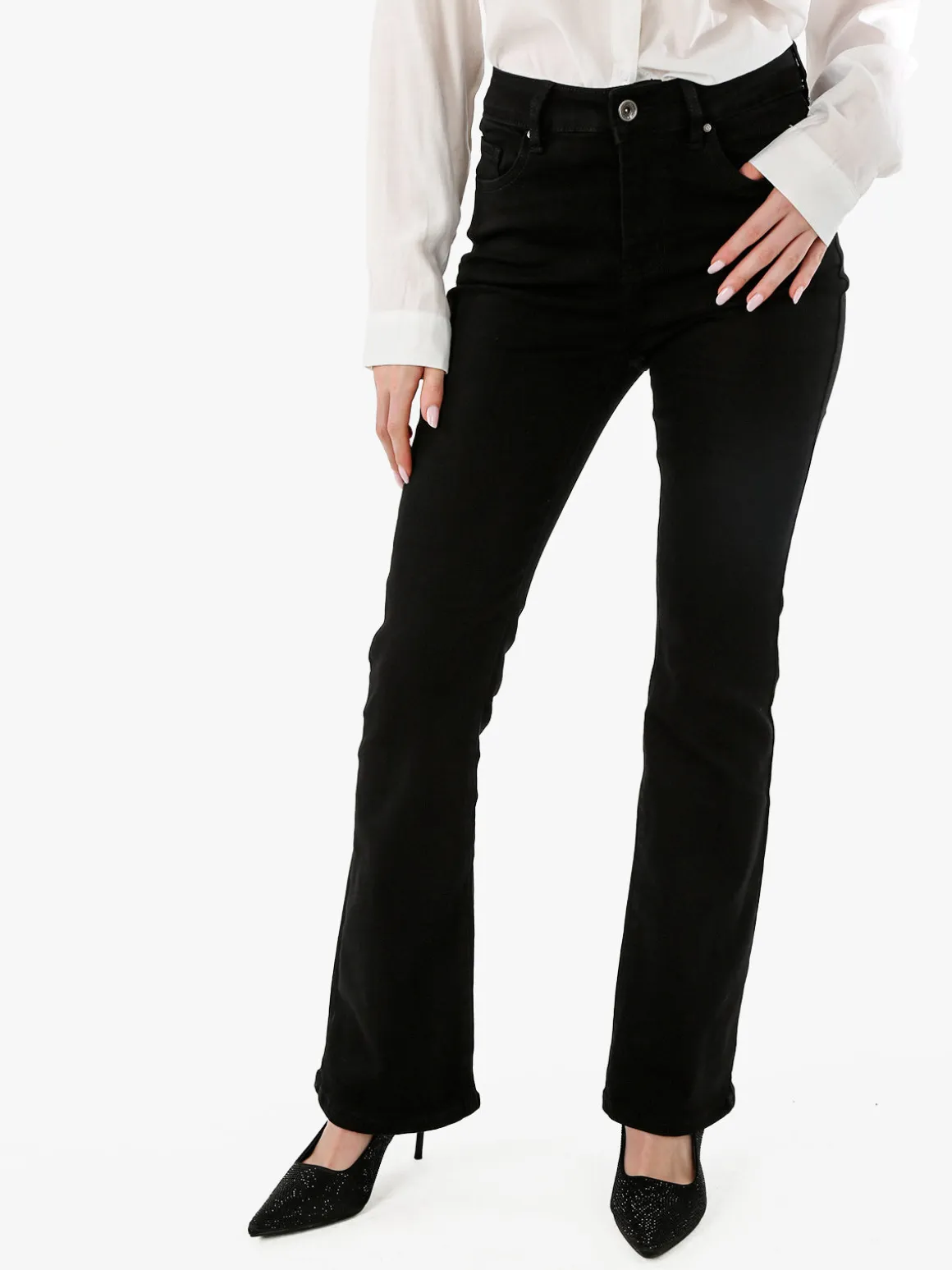 Farfallina Pantaloni donna jeans a zampa - nero