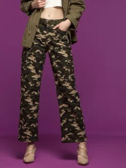 Farfallina Pantaloni donna militare con tasconi