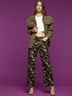 Farfallina Pantaloni donna militare con tasconi