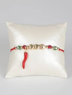 Fashion Jewelry Braccialetto in corda con cornetto portafortuna