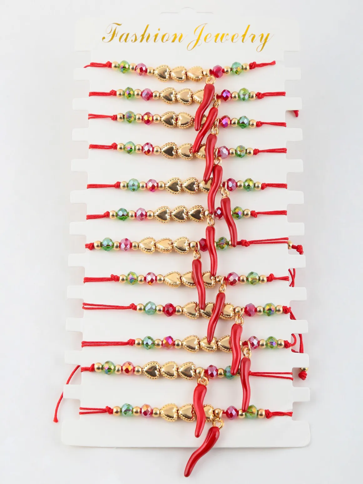 Fashion Jewrly Braccialetti con ciondolo cornetto porta fortuna. Confezione da 12