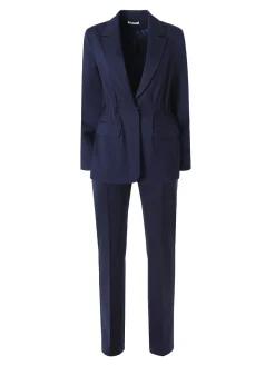 Fast Fashion Completo elegante da donna con blazer e pantaloni con finale a zampa - blu