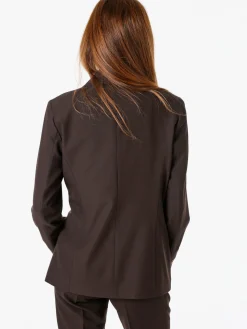 Fast Fashion Completo elegante da donna con blazer a doppiopetto e pantaloni a gamba dritta - moro