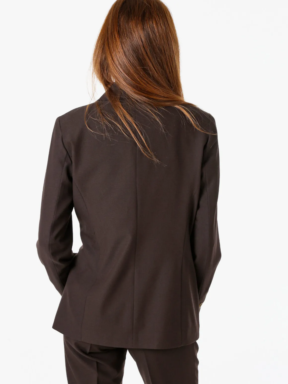 Fast Fashion Completo elegante da donna con blazer a doppiopetto e pantaloni a gamba dritta - moro