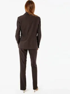 Fast Fashion Completo elegante da donna con blazer a doppiopetto e pantaloni a gamba dritta - moro