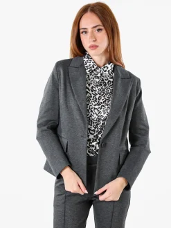 Fast Fashion Completo elegante da donna con blazer e pantaloni con finale a zampa - grigio