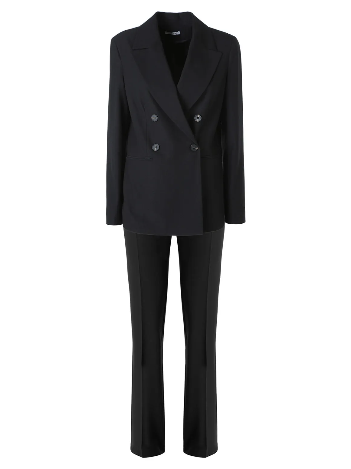 Fast Fashion Completo elegante da donna con blazer a doppiopetto e pantaloni a gamba dritta - nero