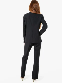 Fast Fashion Completo elegante da donna con blazer a doppiopetto e pantaloni a gamba dritta - nero