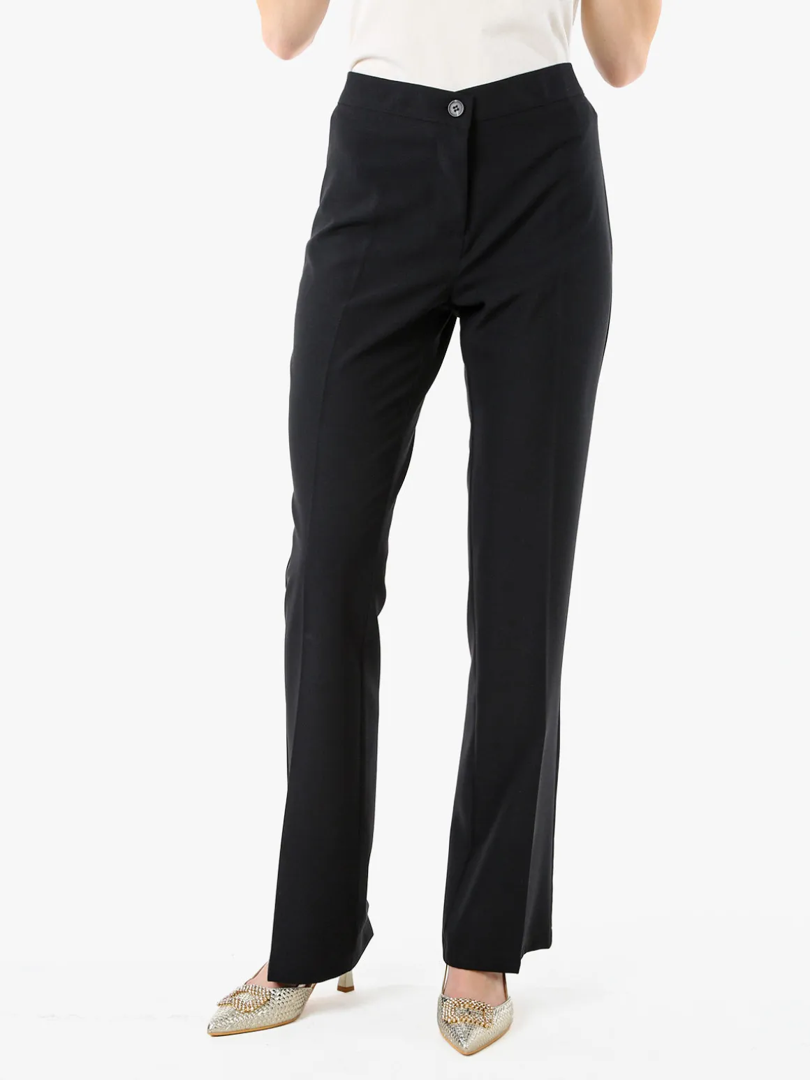 Fast Fashion Completo elegante da donna con blazer a doppiopetto e pantaloni a gamba dritta - nero