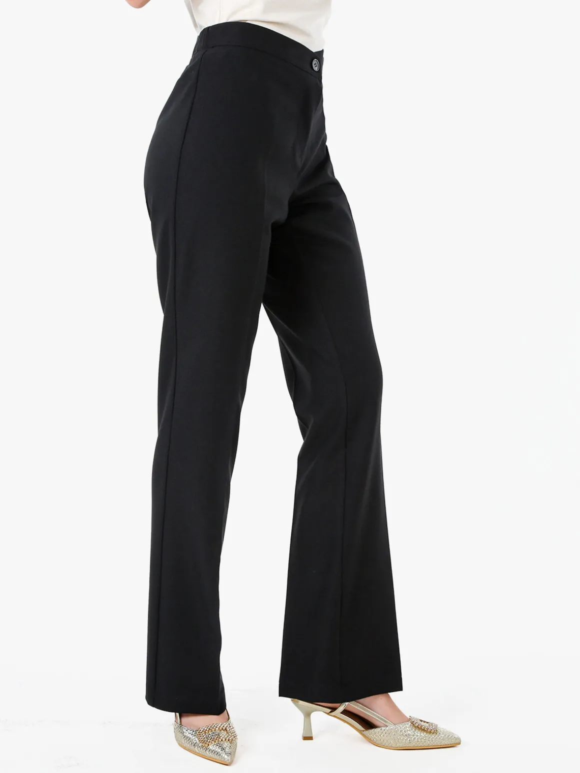 Fast Fashion Completo elegante da donna con blazer a doppiopetto e pantaloni a gamba dritta - nero