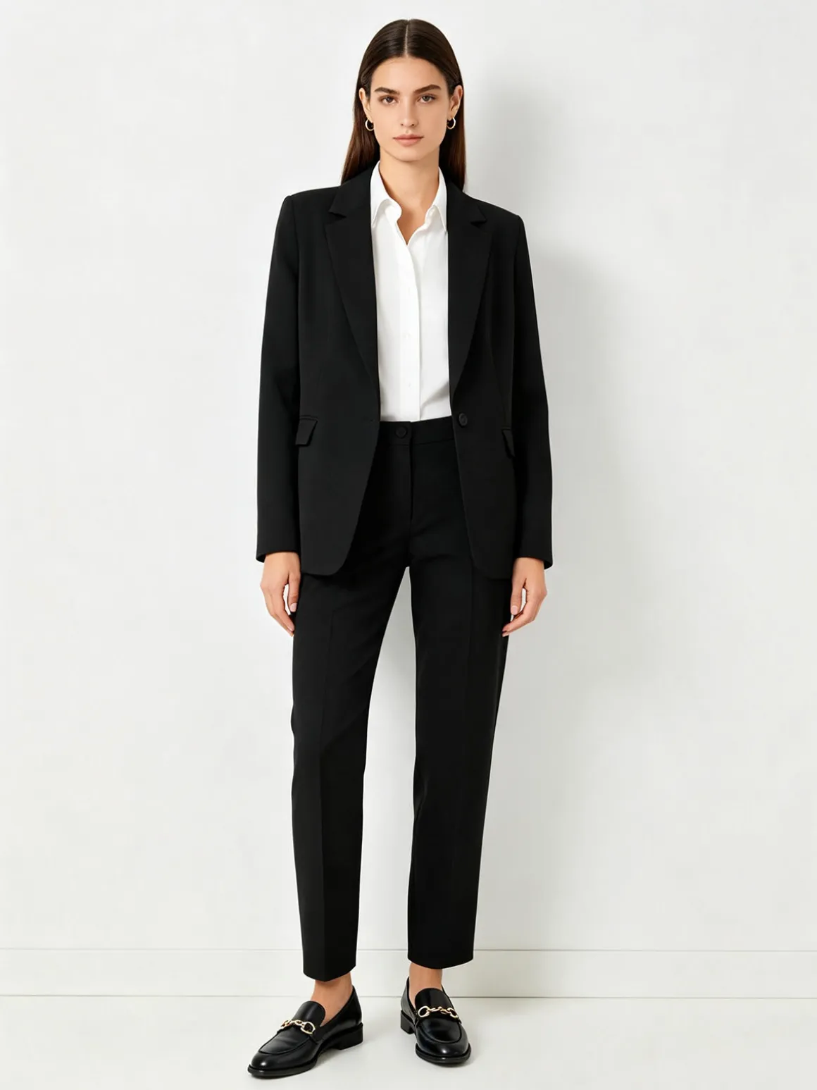 Fast Fashion Completo elegante da donna con blazer e pantaloni a gamba dritta - nero