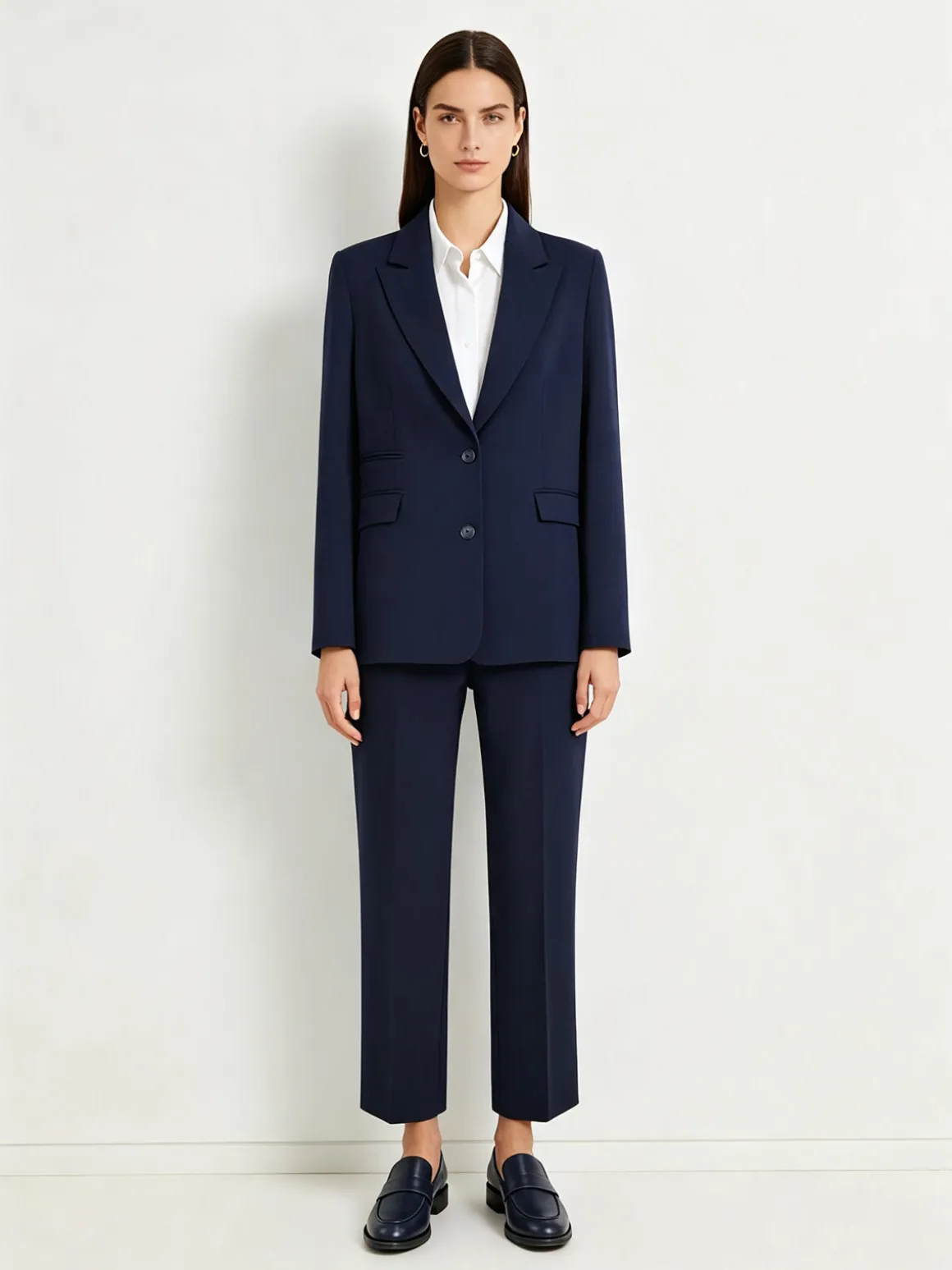 Fast Fashion Completo elegante da donna con blazer e pantaloni a gamba larga - blu
