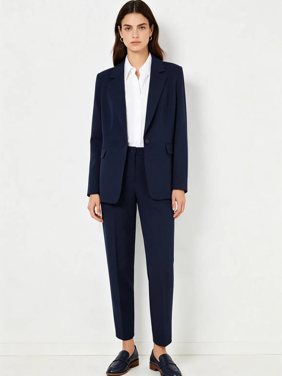 Fast Fashion Completo elegante da donna con blazer e pantaloni a gamba dritta - blu