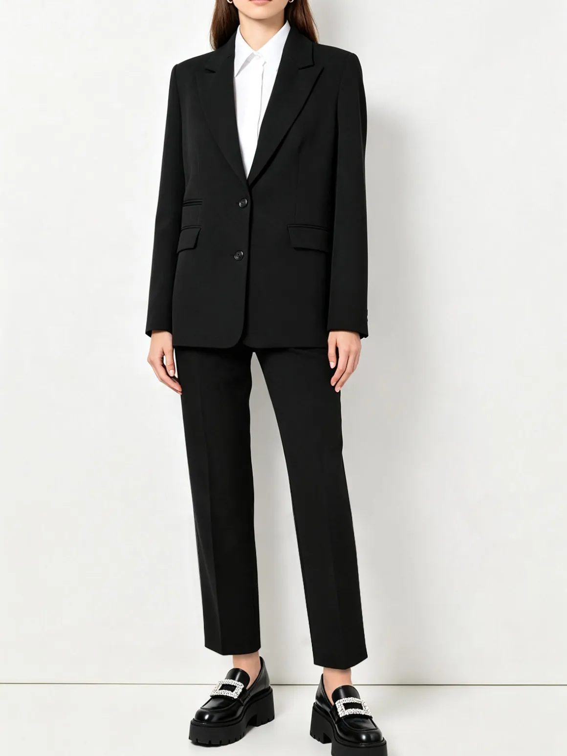 Fast Fashion Completo elegante da donna con blazer e pantaloni a gamba larga - nero