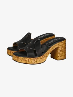 Feeling Ciabatte donna con tacco largo e plateau - nero