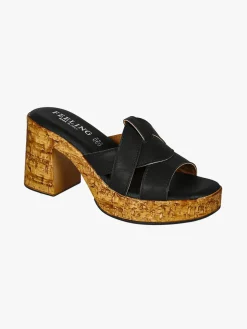 Feeling Ciabatte donna con tacco largo e plateau - nero