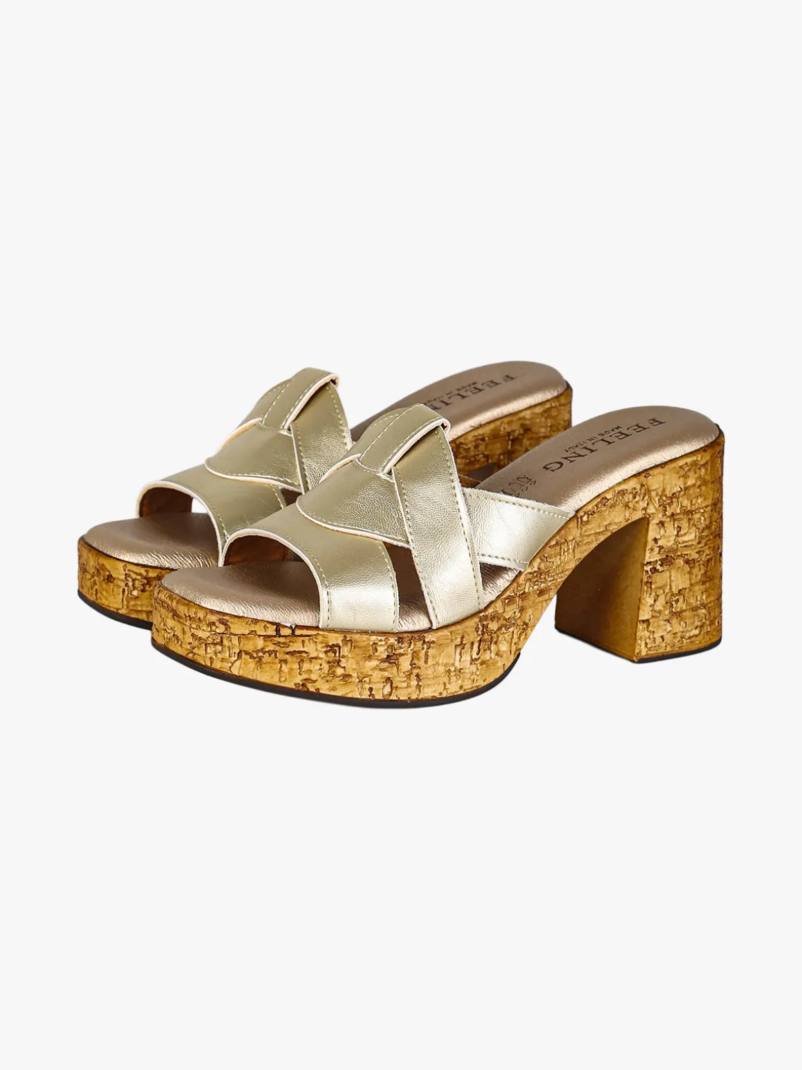 Feeling Ciabatte donna con tacco e plateau - platino