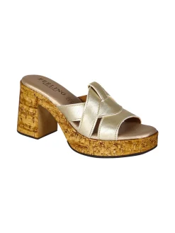 Feeling Ciabatte donna con tacco e plateau - platino